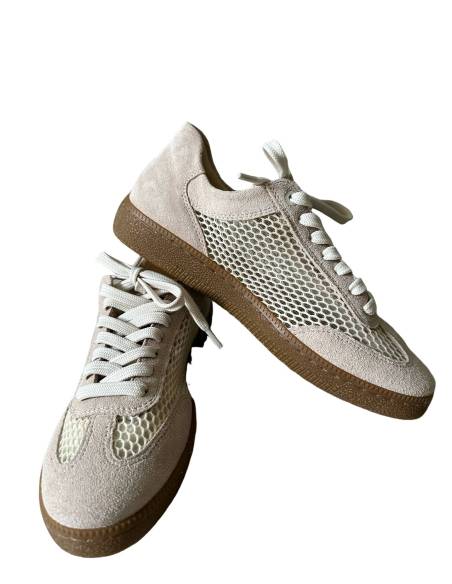Adidasy beżowe siateczka kauczukowa podeszwa skóra naturalna Kampa N1142