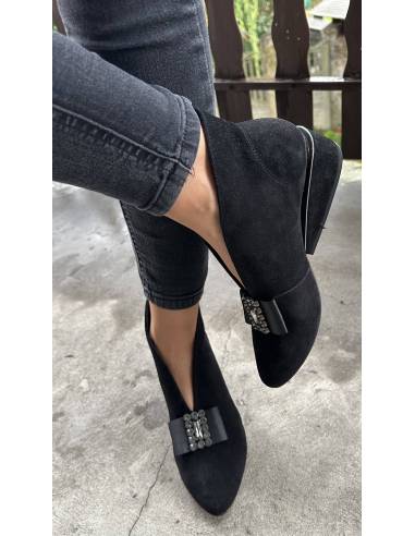 Botki skóra czarny zamsz Exquisite 1278