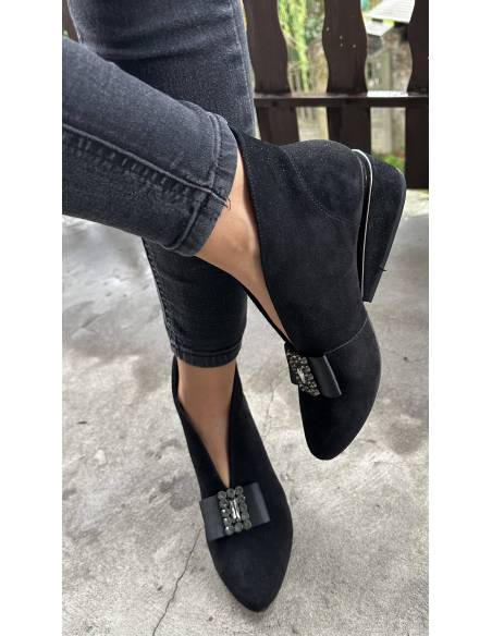 Botki skóra czarny zamsz Exquisite 1278