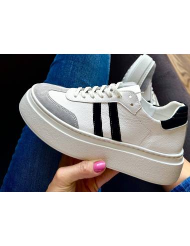 Adidasy damskie białe wyższa podeszwa sneakersy skórzane KAMPA N 1068S8
