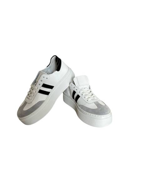 Adidasy damskie białe wyższa podeszwa sneakersy skórzane KAMPA N 1068S8