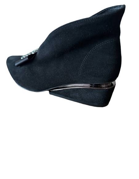 Botki skóra czarny zamsz Exquisite 1278