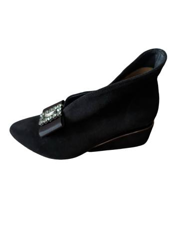 Botki skóra czarny zamsz Exquisite 1278