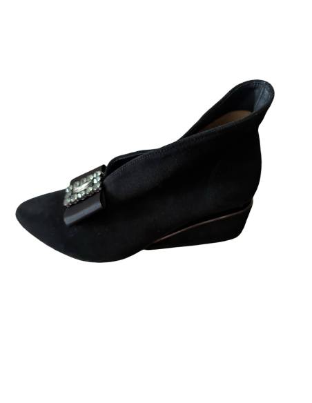 Botki skóra czarny zamsz Exquisite 1278