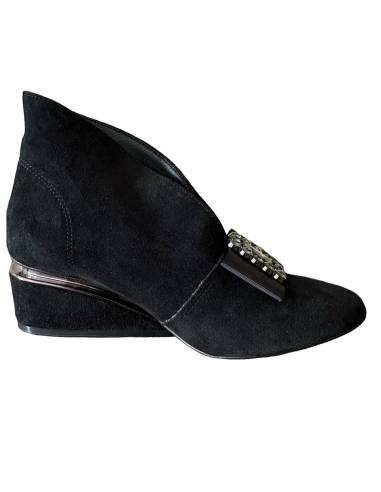 Botki skóra czarny zamsz Exquisite 1278