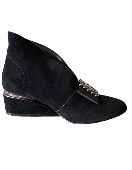 Botki skóra czarny zamsz Exquisite 1278