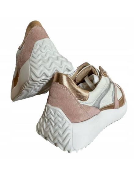 Adidasy damskie kolorowe sneakersy skórzane wygodne sznurowane KAMPA N 1138