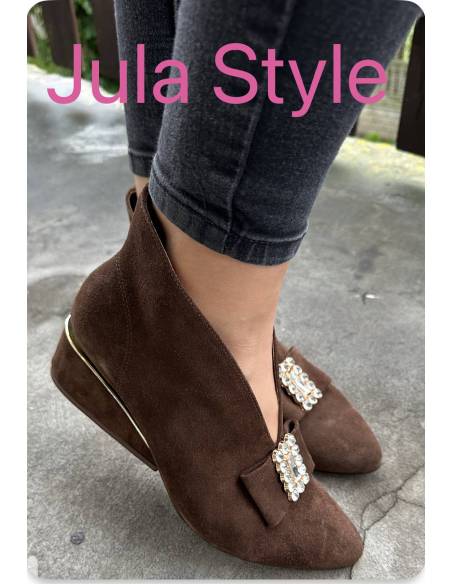 Botki skóra ciemny brąz zamsz Exquisite 1278