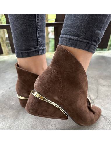 Botki skóra ciemny brąz zamsz Exquisite 1278