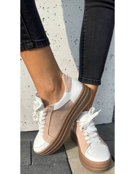 Białe trampki oldschool skóra naturalna kauczukowa podeszwa Kampa N1111S2