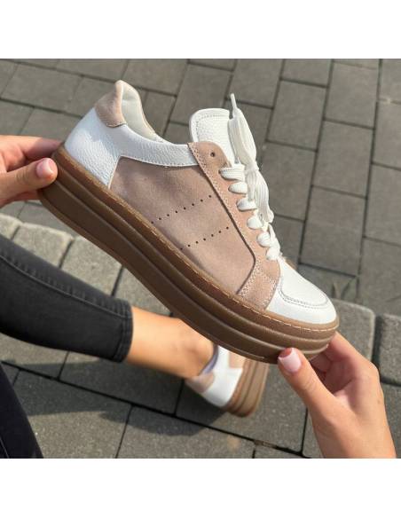 Białe trampki oldschool skóra naturalna kauczukowa podeszwa Kampa N1111S2