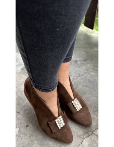 Botki skóra ciemny brąz zamsz Exquisite 1278