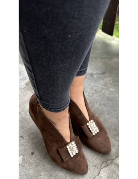 Botki skóra ciemny brąz zamsz Exquisite 1278