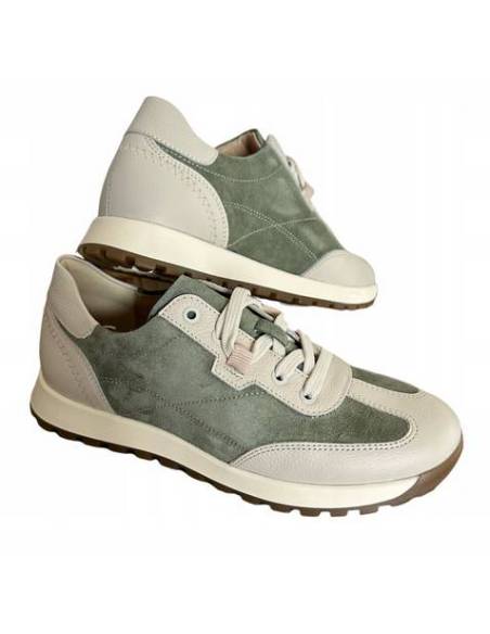 Adidasy damskie zielone beżowe sneakersy skórzane wygodne KAMPA N 1116S3