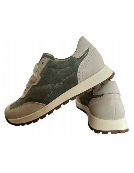 Adidasy damskie zielone beżowe sneakersy skórzane wygodne KAMPA N 1116S3