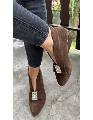 Botki skóra ciemny brąz zamsz Exquisite 1278