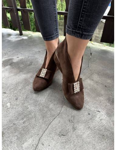 Botki skóra ciemny brąz zamsz Exquisite 1278