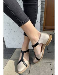 Baleriny damskie złote czarne skóra naturalna wygodne... 2