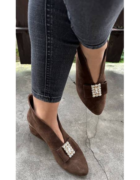 Botki skóra ciemny brąz zamsz Exquisite 1278