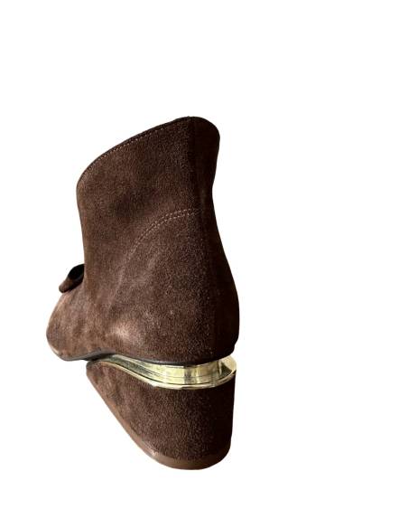 Botki skóra ciemny brąz zamsz Exquisite 1278