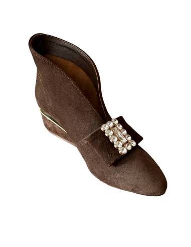 Botki skóra ciemny brąz zamsz Exquisite 1278