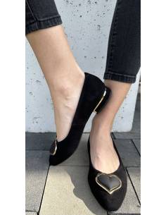 Baleriny czarne z sercem na przodzie skóra naturalna... 2