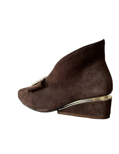Botki skóra ciemny brąz zamsz Exquisite 1278