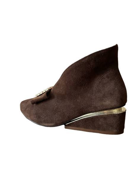 Botki skóra ciemny brąz zamsz Exquisite 1278