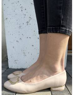 Baleriny jasno beżowe nude z sercem na przodzie skóra... 2