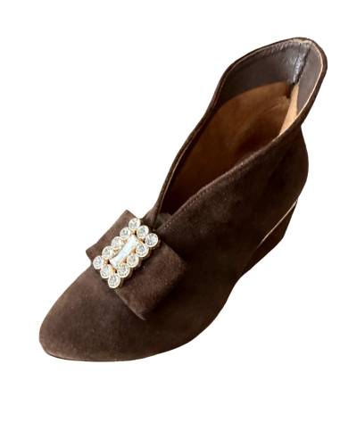 Botki skóra ciemny brąz zamsz Exquisite 1278