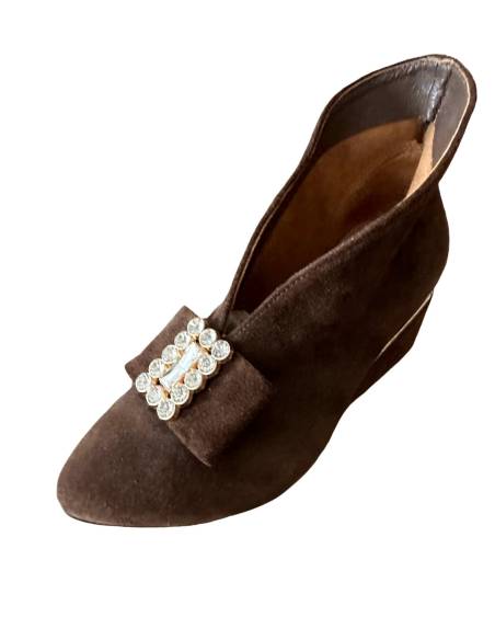 Botki skóra ciemny brąz zamsz Exquisite 1278