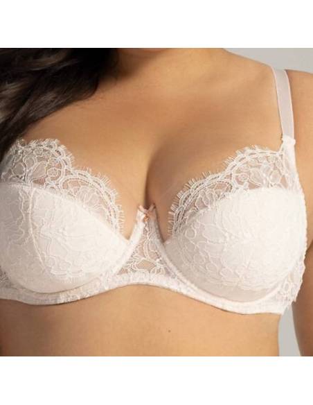 Biustonosz semi soft jasny ecru koronka kokardka Ava 2147 Marshmallow