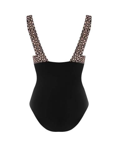 Strój kąpielowy jednoczęściowy czarny z wzorem...