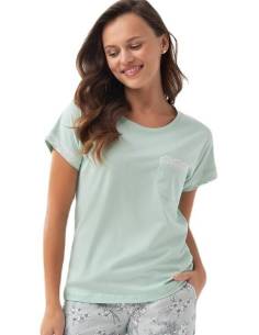 Piżama damska zielona bawełniana 100% krótki rękaw... 2