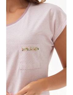 Piżama damska beżowa bawełniana 100% krótki rękaw krótkie... 2