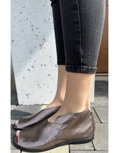 Mięciutkie saszki-sandały antracytowe metaliczne skóra... 2