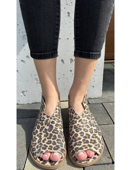 Mięciutkie saszki-sandały panterka skóra naturalna Exquisite 1222 julastyle