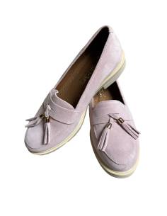 Mokasyny damskie różowe pudrowe płaska podeszwa skóra... 2