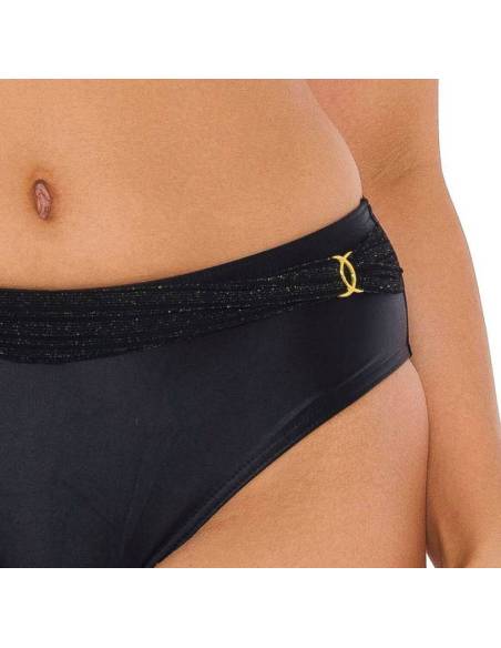 Strój kąpielowy dwuczęściowy czarny lurex bardotka Self Lucerne 1