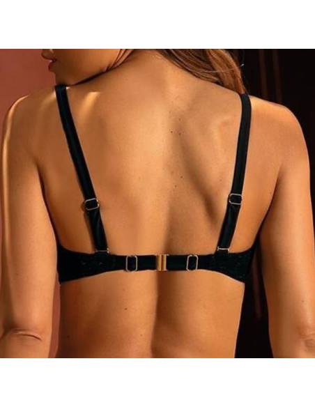 Strój kąpielowy dwuczęściowy czarny lurex bardotka Self Lucerne 1
