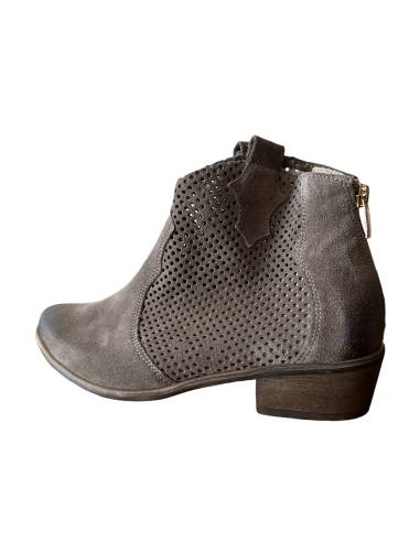 Botki ciemny beż skóra ażur Exquisite 1166