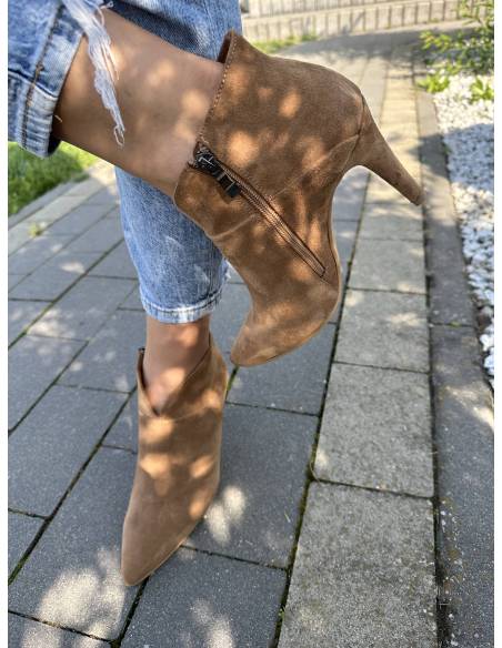 Botki skóra zamsz rude brąz Di Primo 1061/1