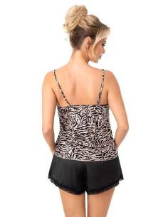 Piżama damska czarna wzór zwierzęcy satyna ramiączka... 2