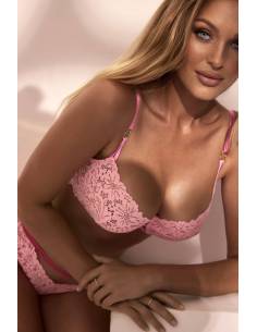 Biustonosz różowy miękki soft koronkowy fiszbiny Kinga... 2