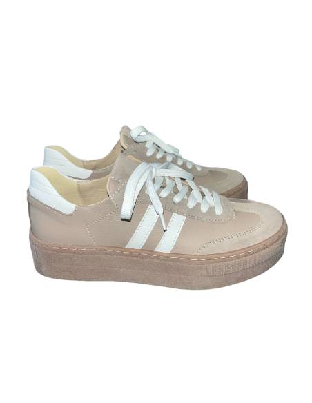 Adidasy damskie beżowe białe jasne skóra naturalna Kampa N 1068s2
