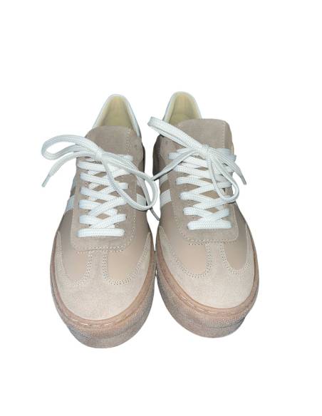 Adidasy damskie beżowe białe jasne skóra naturalna Kampa N 1068s2