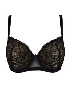 Biustonosz czarny usztywniany full cup koronka tiul... 2