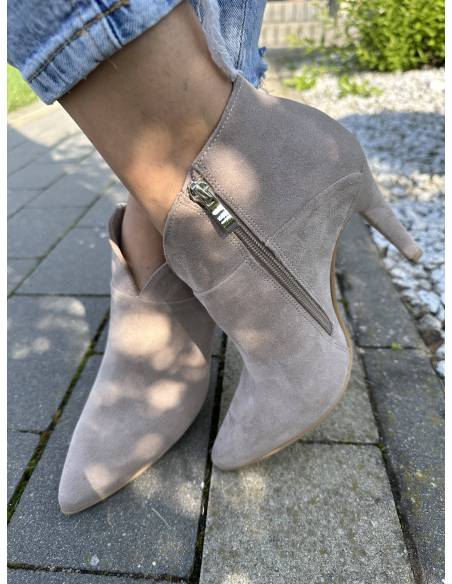 Botki skóra zamsz beż nude Di Primo 1061