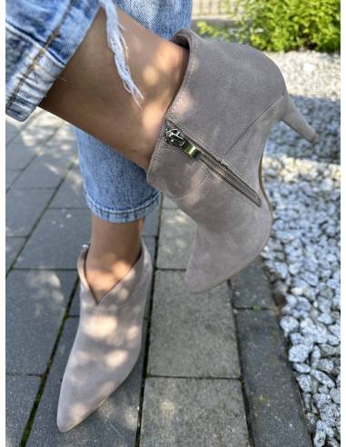 Botki skóra zamsz beż nude Di Primo 1061