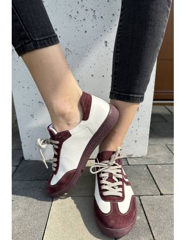 Adidasy damskie ecru białe bordowe skóra...